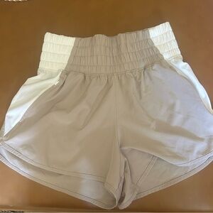 YPB Tan and White Athletic Shorts